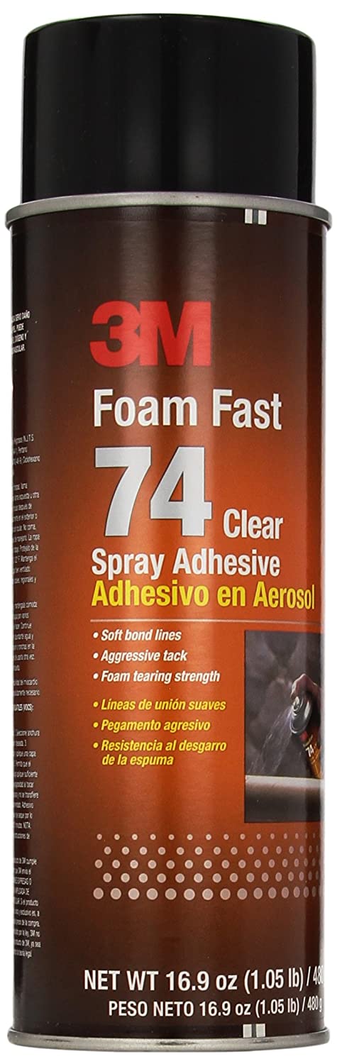 3M Foam Fast 74 Spray Adhesive, Clear, Net Wt 16.9 oz